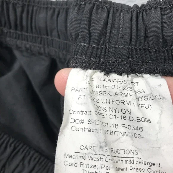 US Army PFU Pants Adult Large Short Black Nylon Physical Track Pants Military - Picture 8 of 11